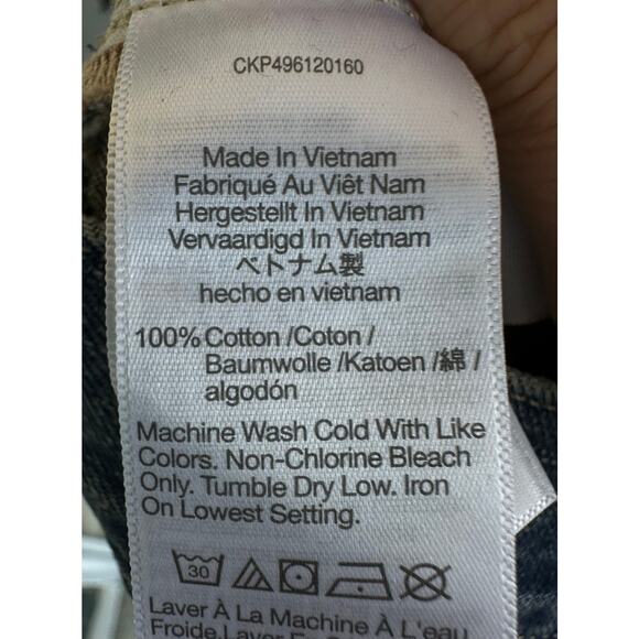 NWOT Madewell Low Slung Baggy Crop Jeans 23 Blue 100% Cotton Raw Hem - Picture 9 of 10